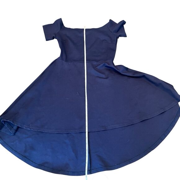 Sarin Mathews Dress Small Navy Cap Sleeve Fit & Flare Quiet Luxury Preppy Party - Picture 6 of 11